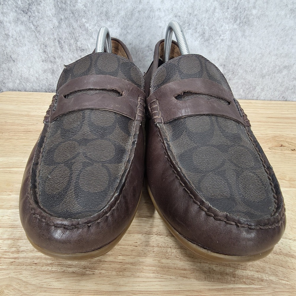 Coach Penny Loafers Mens 10.5 D Mott Driver Brown Leather Slip On Shoes FG2983 - Picture 3 of 12